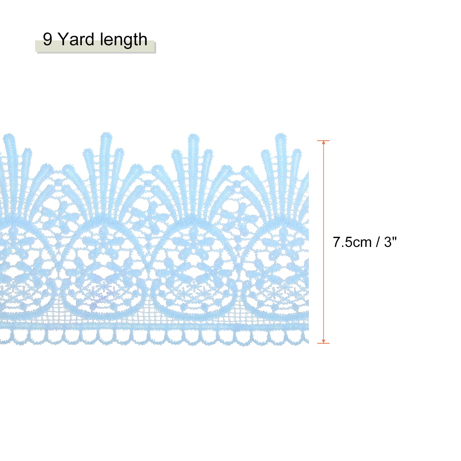 QUARKZMAN Pizzo In Cotone Vintage A Uncinetto 3 Pollici X 9 Iarde Azzurro Bordo A Pizzo Elastico Per DIY Scrapbooking Vestiti Tendine Rivestimenti Tessuto
