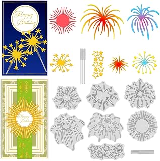GLOBLELAND Firework Cut Dies Firework Sticks Cutting Die Party Stars Die Cuts for Celebration Card Scrapbooking New Year Birthday Christmas Card DIY Craft