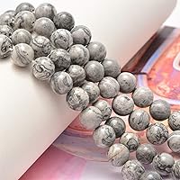 Vista 210 de 200 cuentas redondas y sueltas de cristal de cuarzo gris natural de 0.32 pulgadas (8 mm) para joyería y manualidades