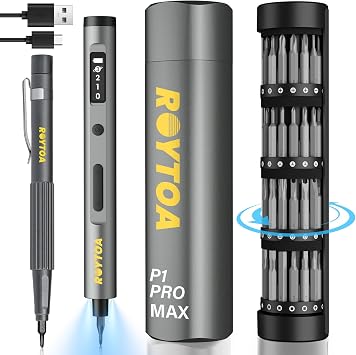 Mini Electric Screwdriver Set 3.7V, Precision Electric Screwdriver Cordless 80-in-1, 4 Torque Settings, 60 S2 Metal Bits, Magnetic Storage, Repair Tool for Electronics Watch Laptop Clocks Cameras