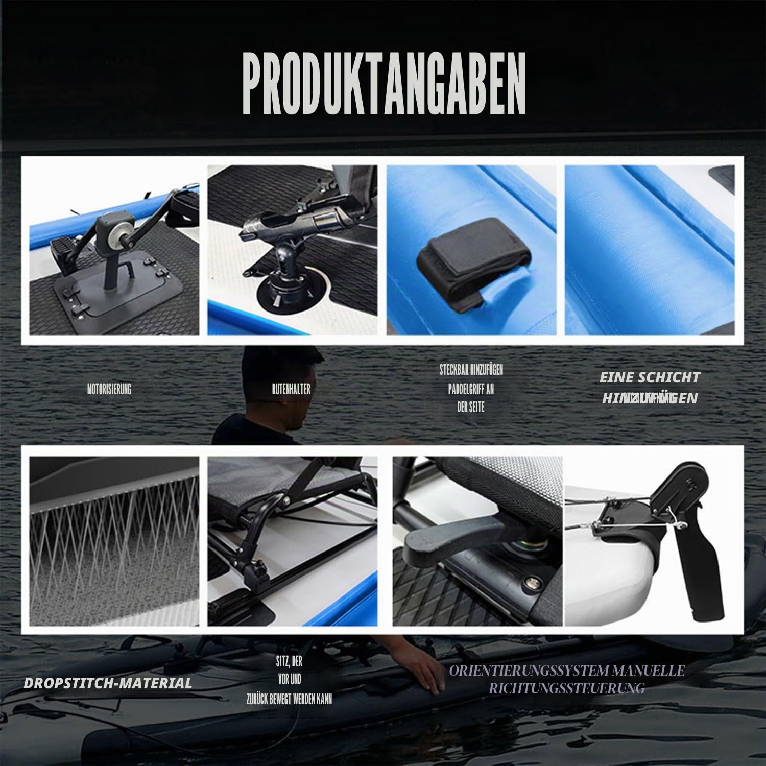 Spatium Angeln Kajak Boot Pedal Drive Sit on Top Pedal Drive Kajak Angeln Pedal Kajak Power System Orientierungssystem Fußpedal Angelboot, 28,9 x 111,8 x 10,2 cm, Tragfähigkeit 150 kg, Blau
