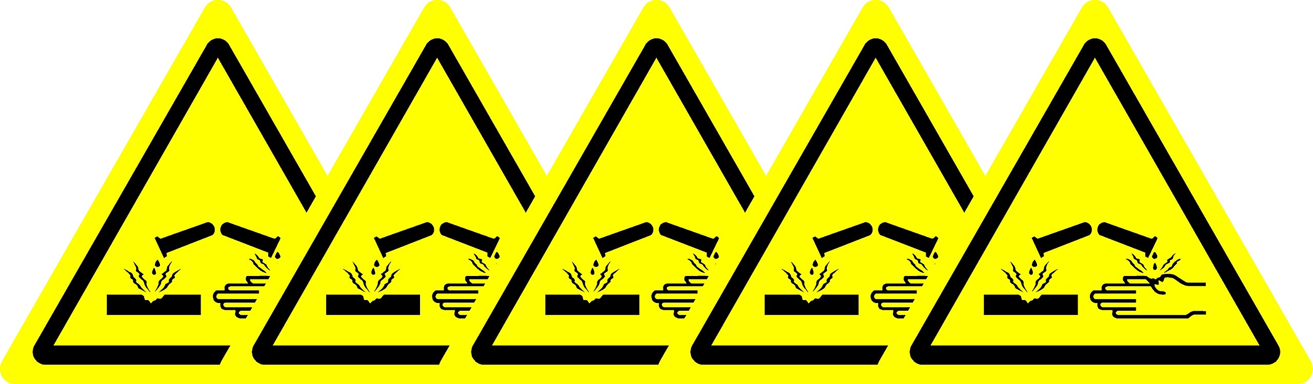 ISO Safety Label Sign - International Warning Corrosive substance Symbol - Self adhesive sticker 100mm Diameter (PACK OF 5 STICKERS)