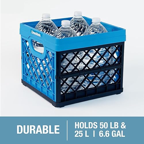 Miniatura 8 de CleverMade Caja plegable para leche, color rojo, 1 unidad, 25 litros (6 galones), contenedores de almacenamiento apilables con capacidad para 50