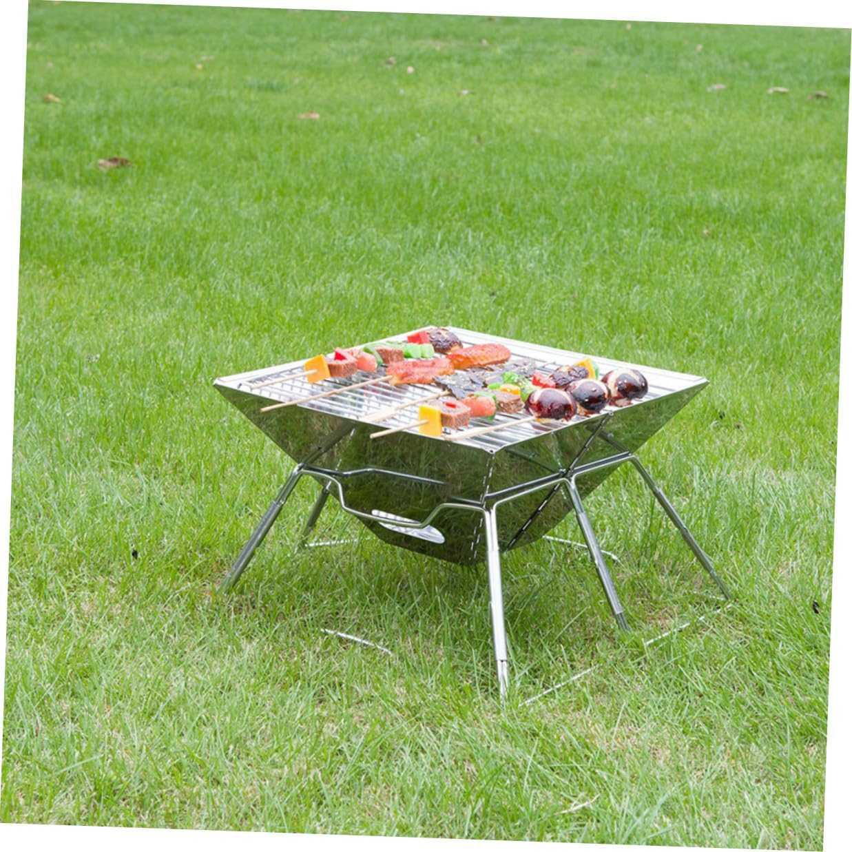 Portable Folding Camping Grill Wear-resistant Steel Bbq Rack with Carrying Handle for Outdoor Tailgating and Backyard Barbecue