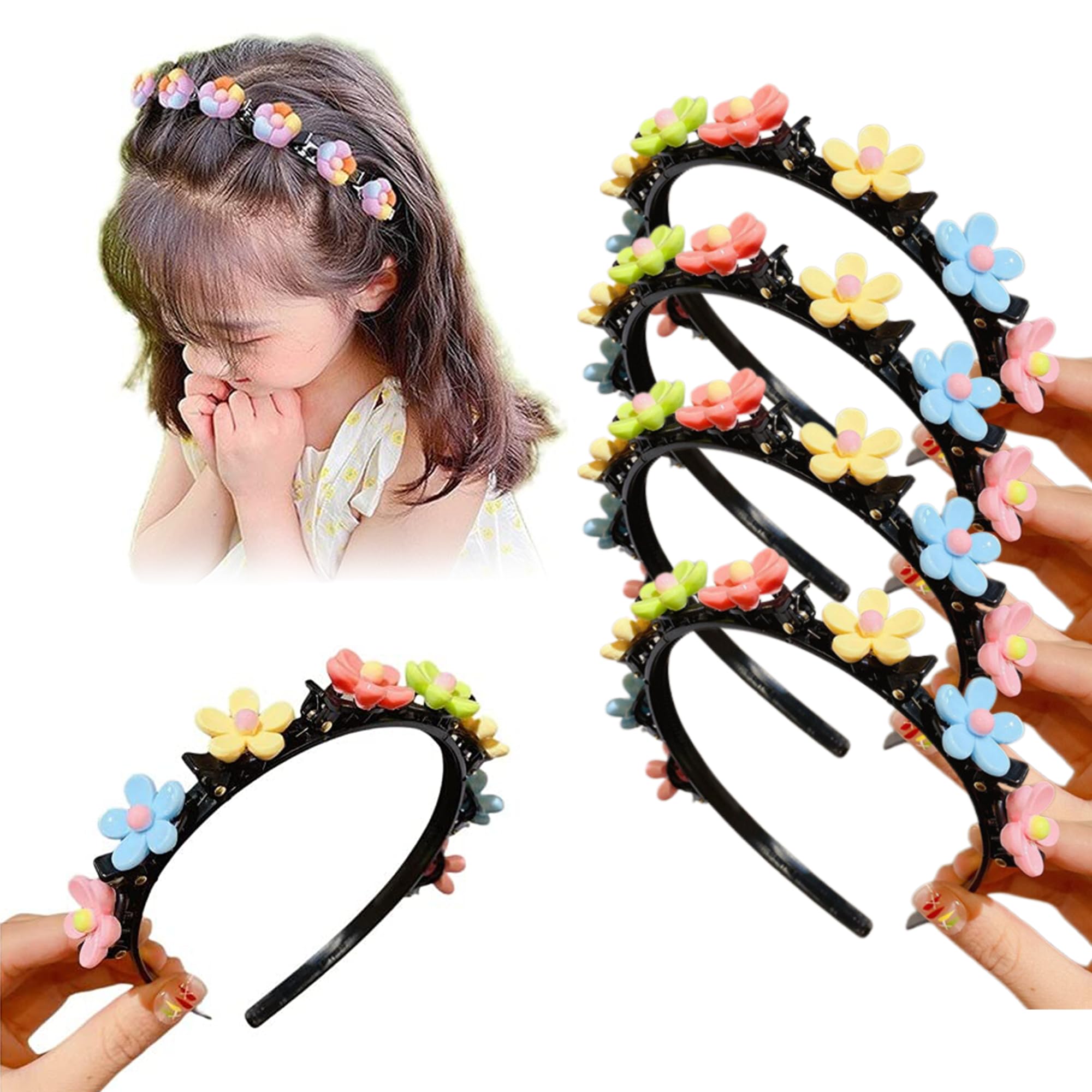 M238-126A-011 - Hairpin Headband Princess Hair Clips 4 Pack Headband with clips For Girls, Hairpins Hair Clips Hairband Magical Effect Headbands for Women Hair Styling