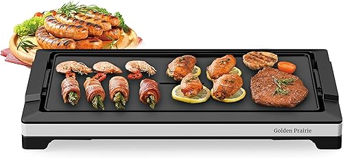 Plancha eléctrica para interiores sin humo, parrilla superior plana, parrilla de barbacoa de calentamiento rápido de 1800 W, placa de cocción