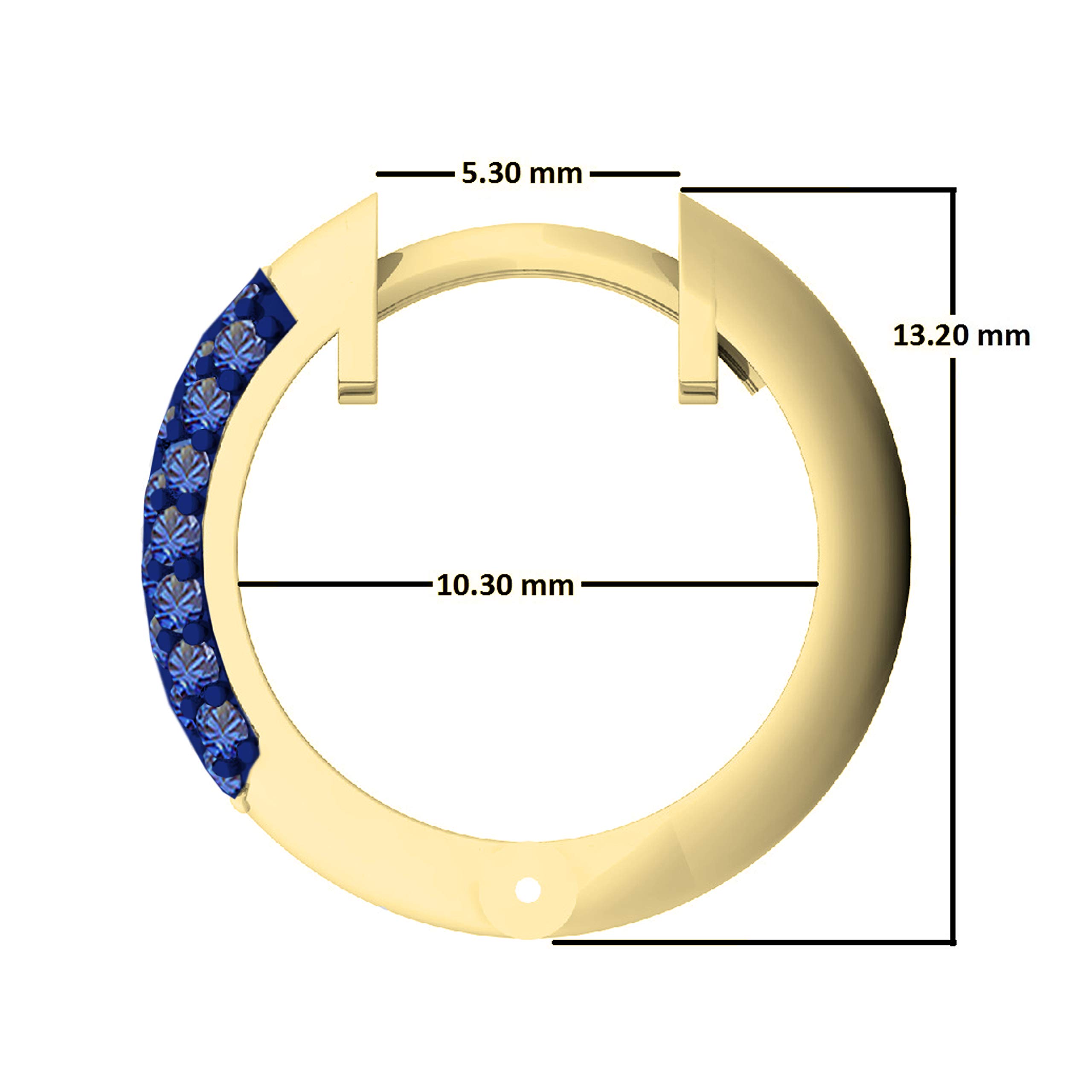 Dazzlingrock Collection 14K Round Blue Sapphire Ladies Huggies Hoop Earrings, Yellow Gold