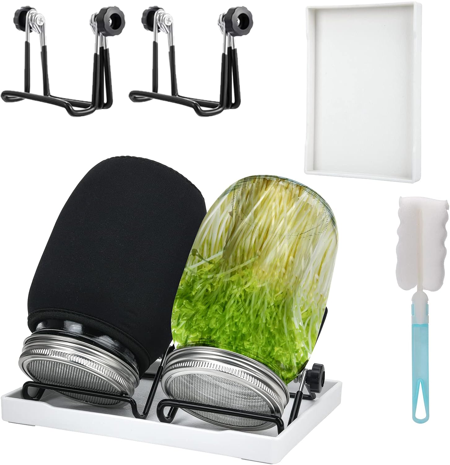 Deefongo Sprouting Kit 2 pcs, 1000ml Wide Mouth Quart Jars Sprouts