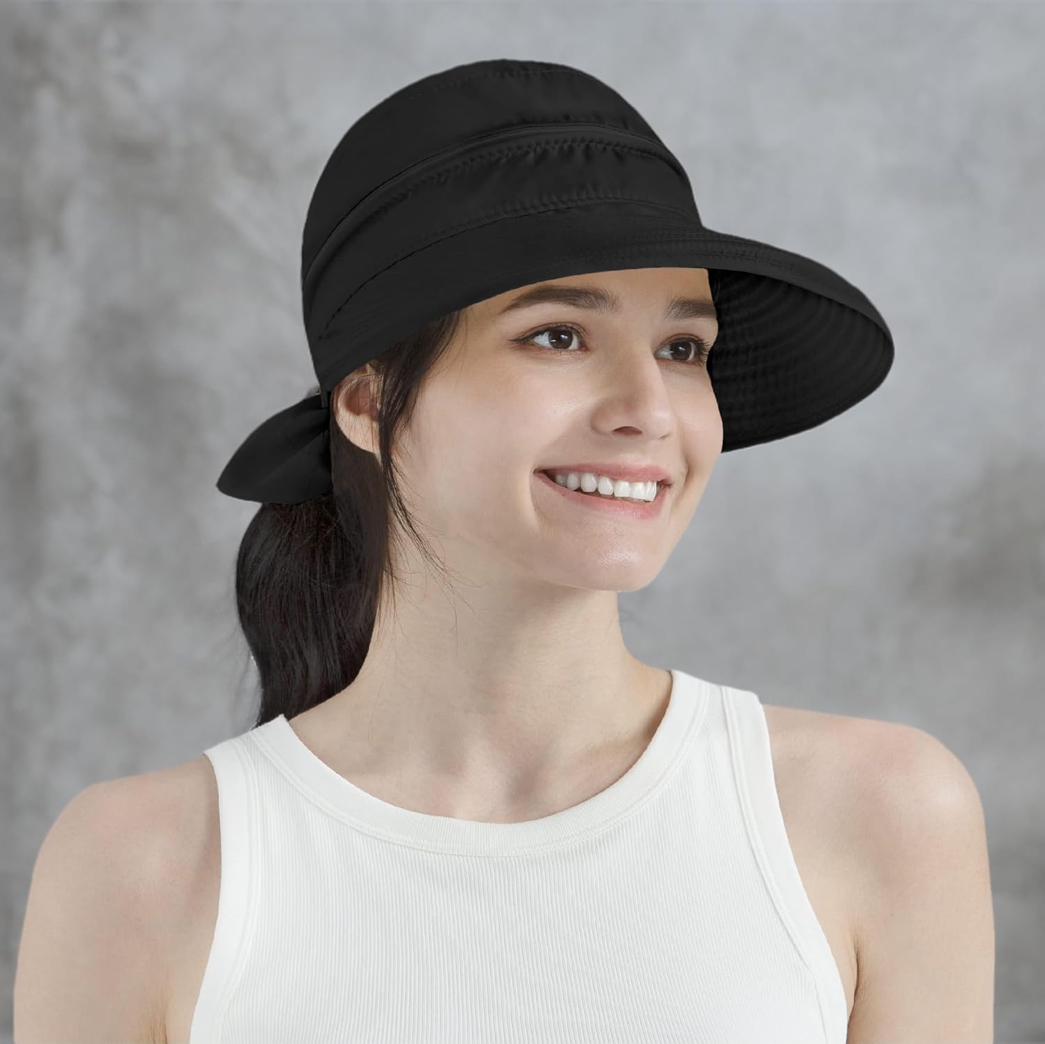 SUN CUBE Women Sun Hat for Outdoor UV Protection, Wide Brim Sun Hat Ponytail, Convertible Zip-Off Beach Hat Visor - Image 10