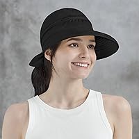 Vista 45 de SUN CUBE Sombrero de sol para mujer para protección UV al aire libre, sombrero de sol de ala ancha, cola de caballo, sombrero de playa convertible