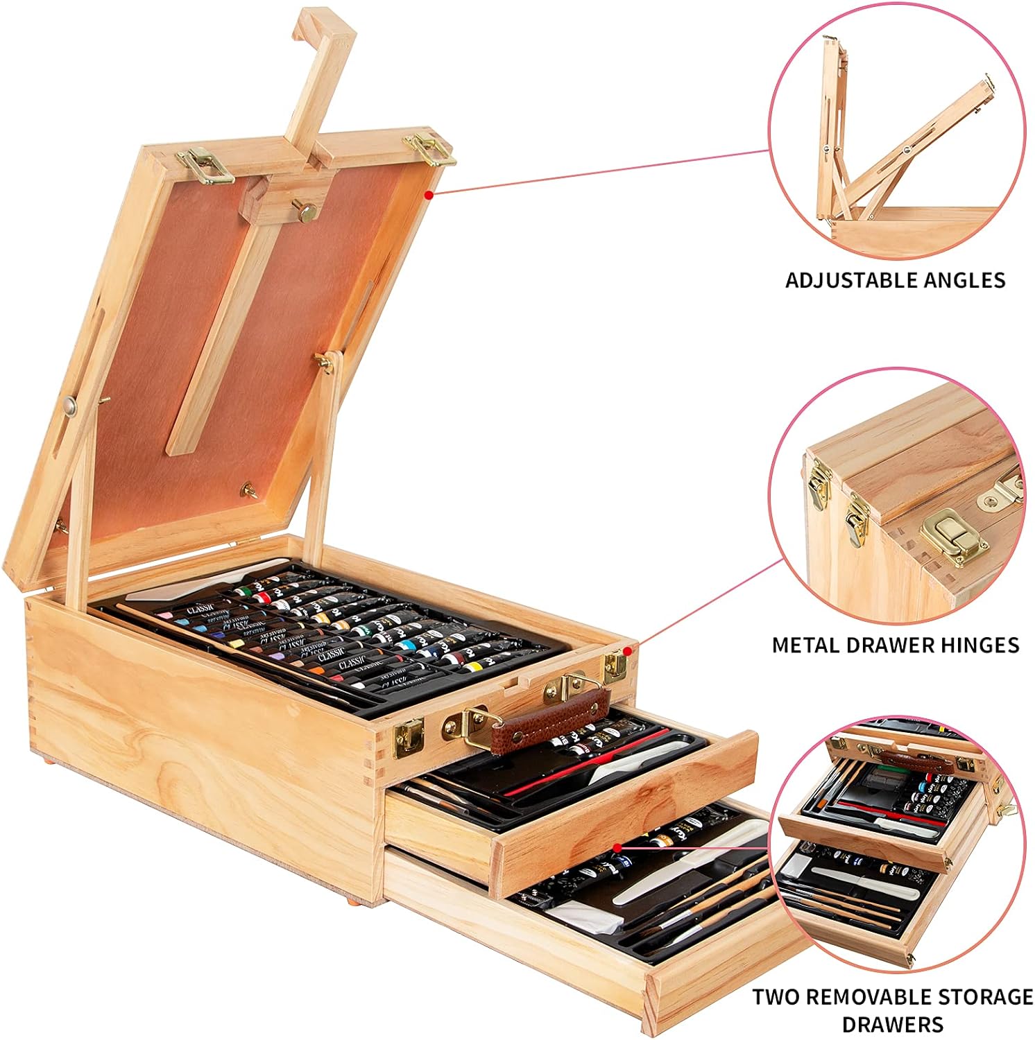 Kuyal 93 Piece Painting Set, Crafts Painting Kit That Contains All The Additional Supplies You Need to get Started of Oil Painting/Acrylic Painting/Watercolor Painting and Box Easel (Drawing Set)