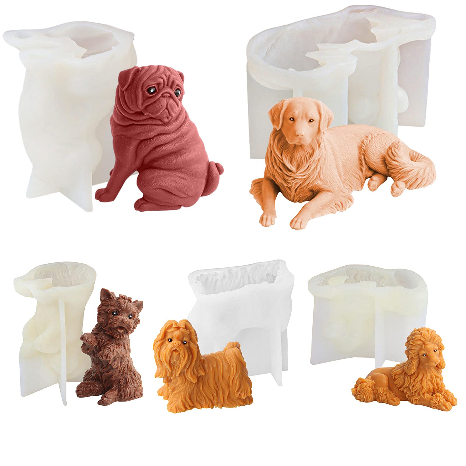 Pomurom 1 Silicone Candle Moulds, Dog Candle Silicone Mold, Handmade Candle Making Mould, Reusable Craft Mold For Aromatherapy Candle Epoxy Resin Fondant Cake Chocolate Candy Plaster
