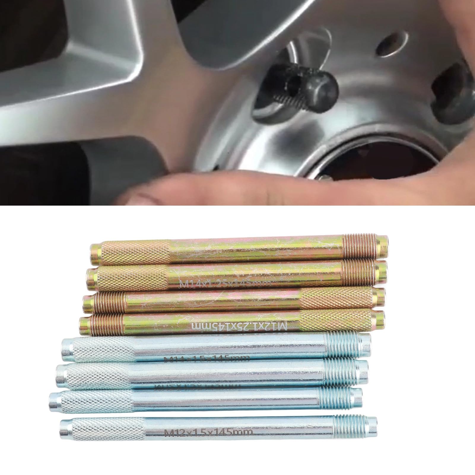 8Pcs Wheel Hanger Set: for Psa Cars, Metal Wheel Stud Pin Hangers with 4 Sizes (12mm & 14Mm) for Tire Alignment