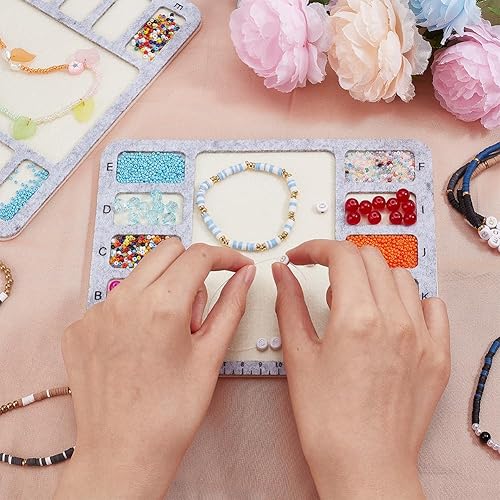 Miniatura 9 de BENECREAT Alfombrilla de fieltro con cuentas de 3 estilos, tableros de cuentas de diseño de fieltro con centímetro alfabético, bandeja de cuentas