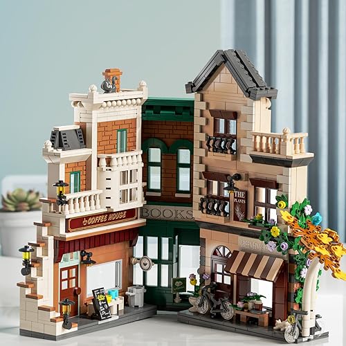 Miniatura 5 de QLT - Juego de construcción de rincón de libro con LED, compatible con Lego adulto (1194 piezas), juego de construcción Ideas City Street para