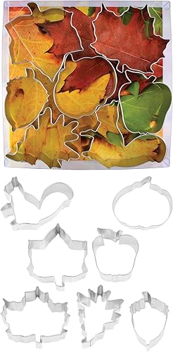 Miniatura 2 de RM International - Juego de 7 cortadores de galletas con hojas de otoño ardilla calabaza bellota manzana hiedra roble y hoja de arce 7 piezas