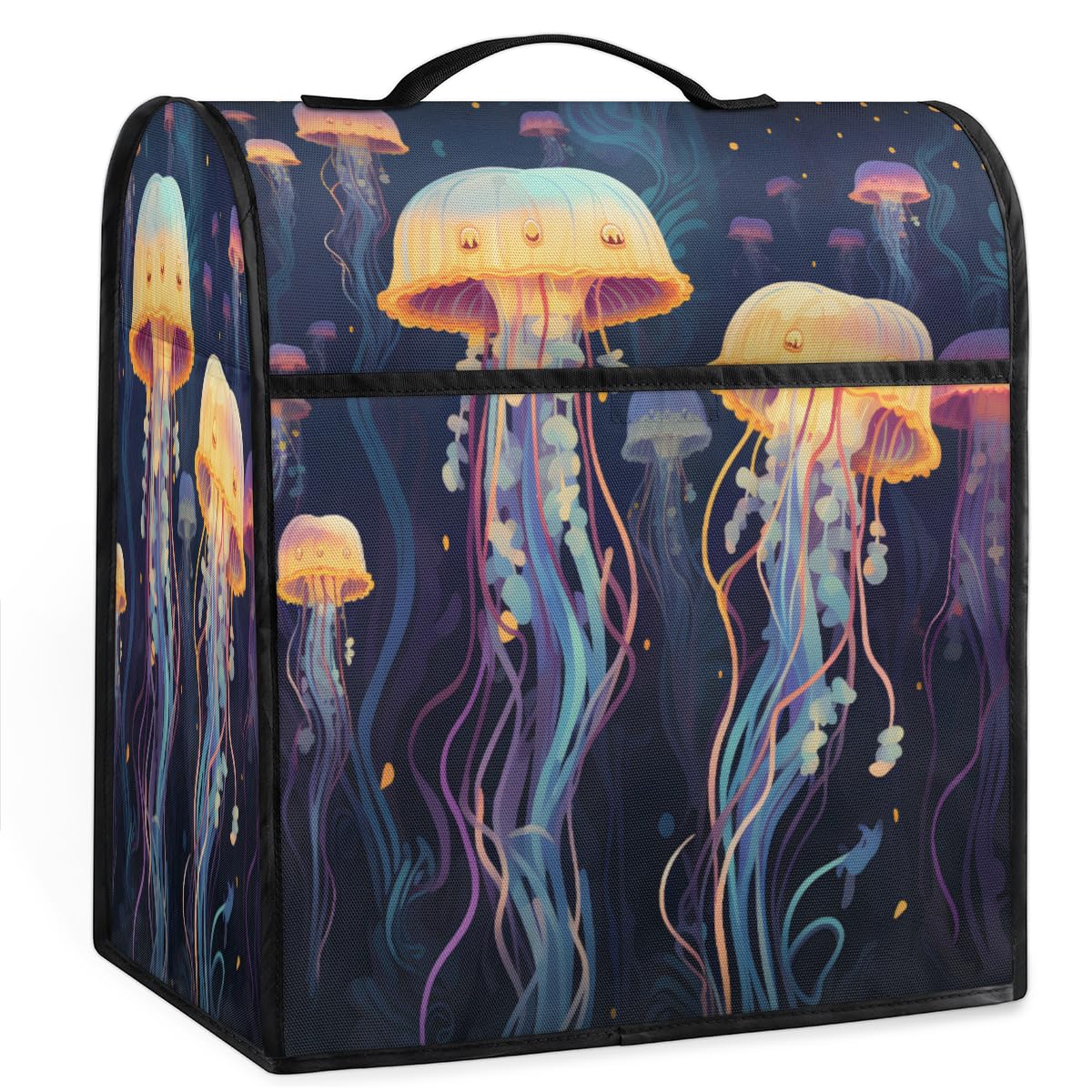 Coffee Maker Cover Ocean Jellyfish Theme Kitchen Appliance Covers Small Appliance Covers Blender Cover Juicer Cover Dust Covers for Kitchen Appliances with Top Handle and Pockets,Washable,B111