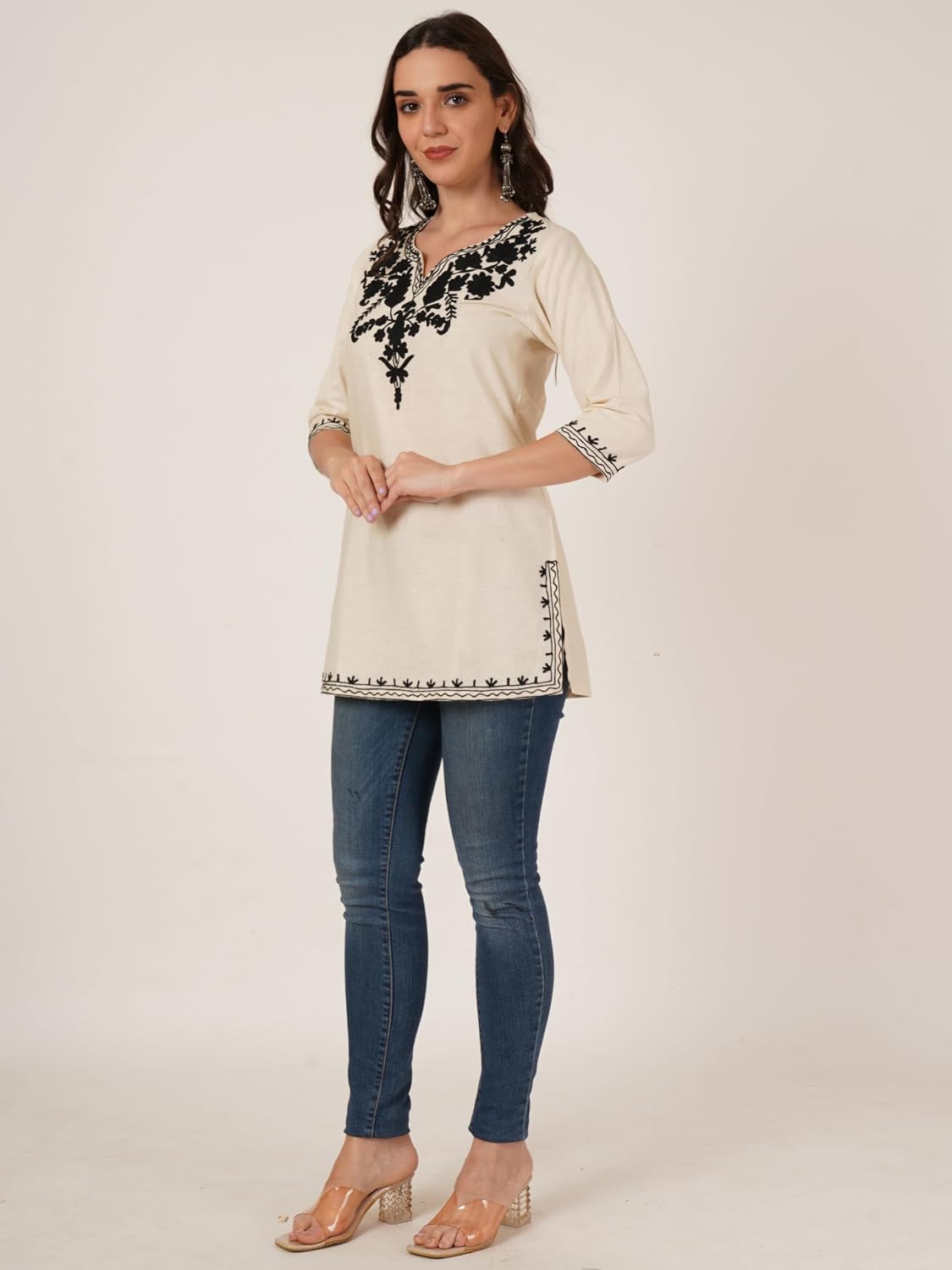 Women's Pure Cotton Embroidered Short Kurti Top | Cotton Top| Women's Kurta
