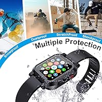 Vista 5 de Funda impermeable para Apple Watch de 1.496 in Series 2 y 3 con correa y protector de pantalla integrado, IP68, impermeable, a prueba de polvo, a