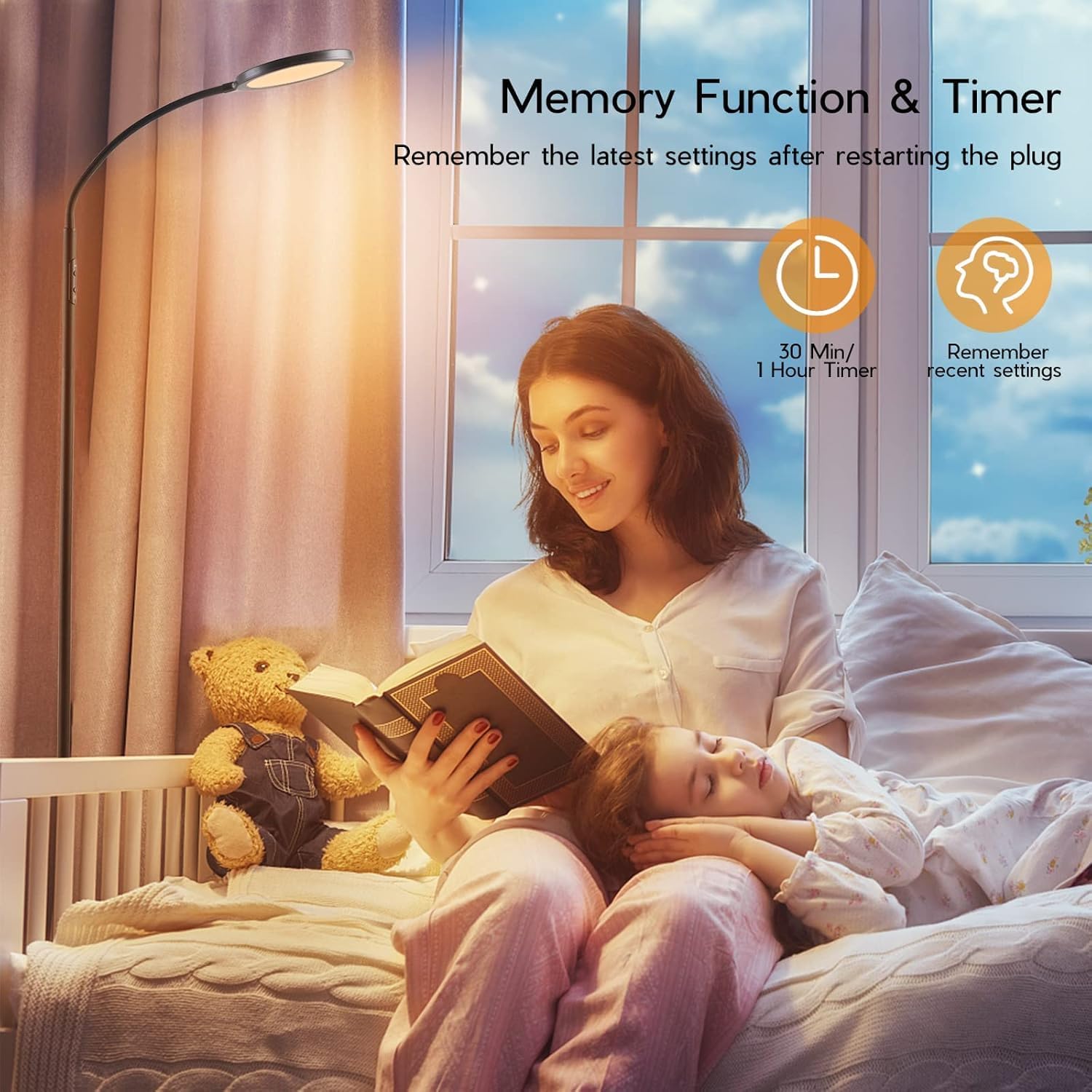 Tenmiro Dimmable Floor Lamp,Super Bright Modern LED Lamps Custom Color Temperature Standing Lamp with Remote Push Button Control,Adjustable Gooseneck Reading Floor Lamp for Living Room Bedroom Office