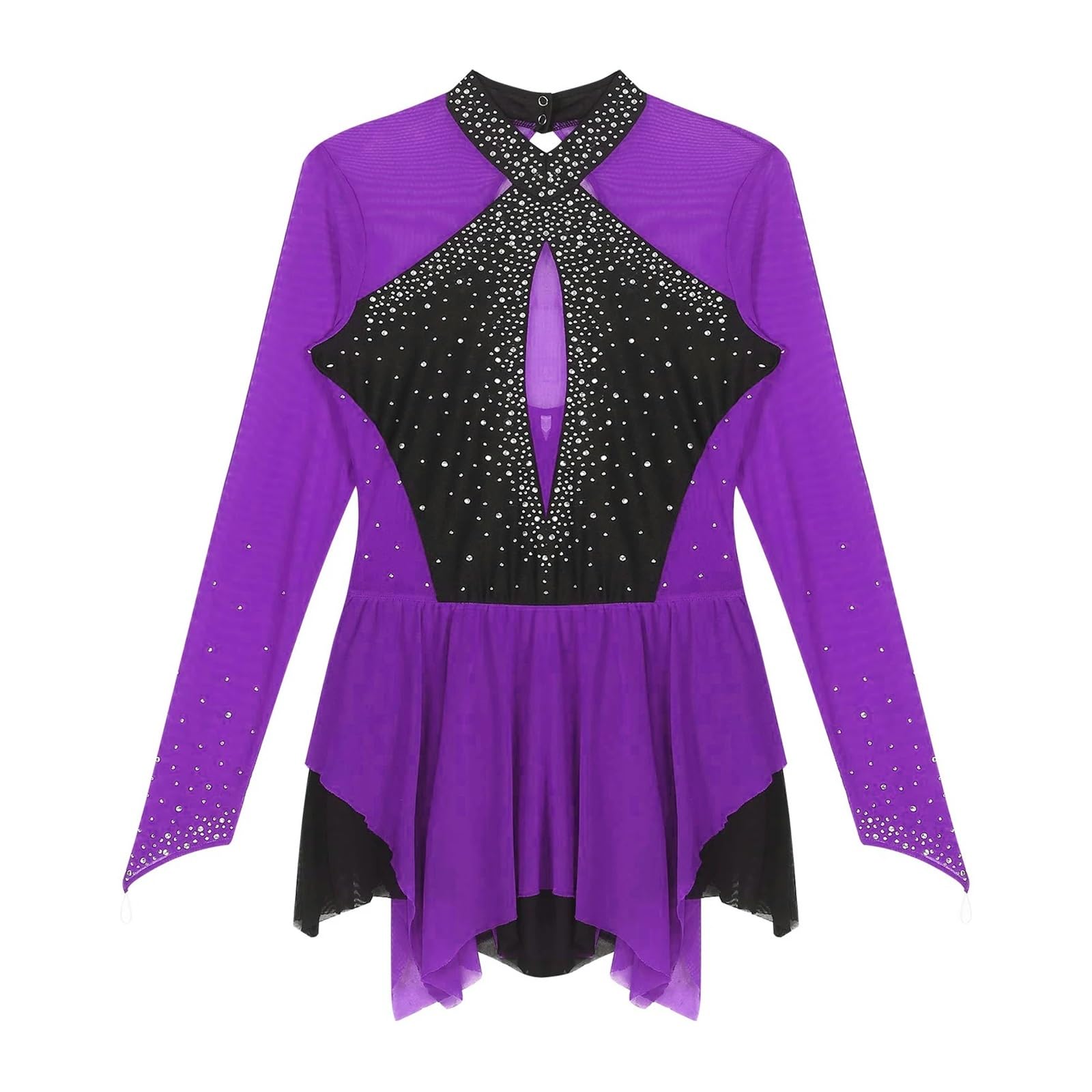 Vestido de Patinaje Artístico Vestido de malla transparente de manga larga for mujer, for patinaje artístico, gimnasia rítmica, danza lírica