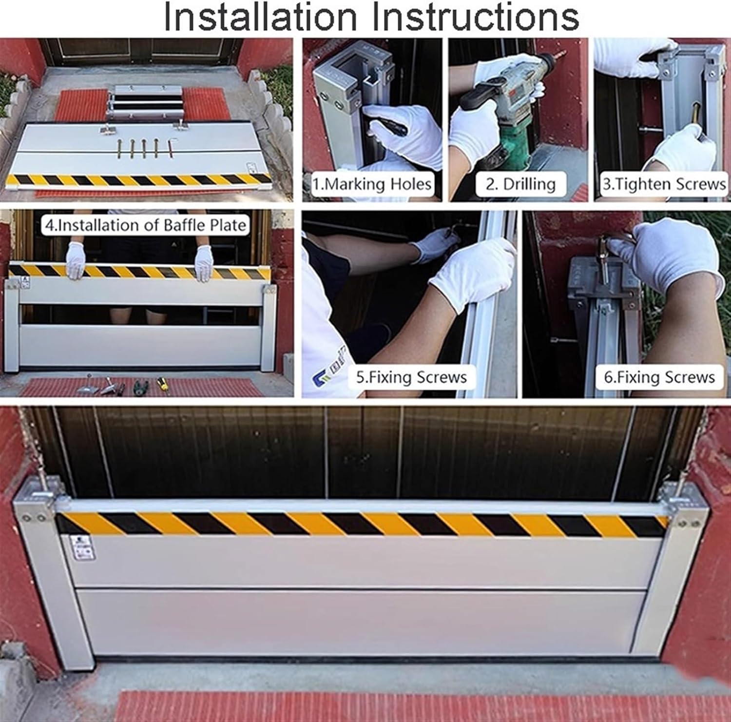 Flooding Control Baffle, Detaable Water Stopper Panel, Prevent System Water Stopper Guard, Unit Module Barrier Threshold Kit for Garage Front Foor Gate Basement(Size:110x20cm)