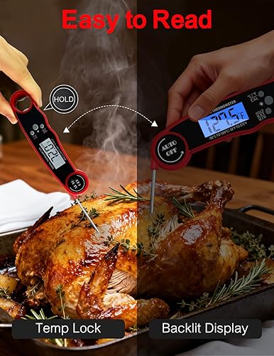 Miniatura 3 de Termómetro digital para carne, termómetro de comida de lectura instantánea para cocinar parrilla, freidora de barbacoa, pantalla impermeable y