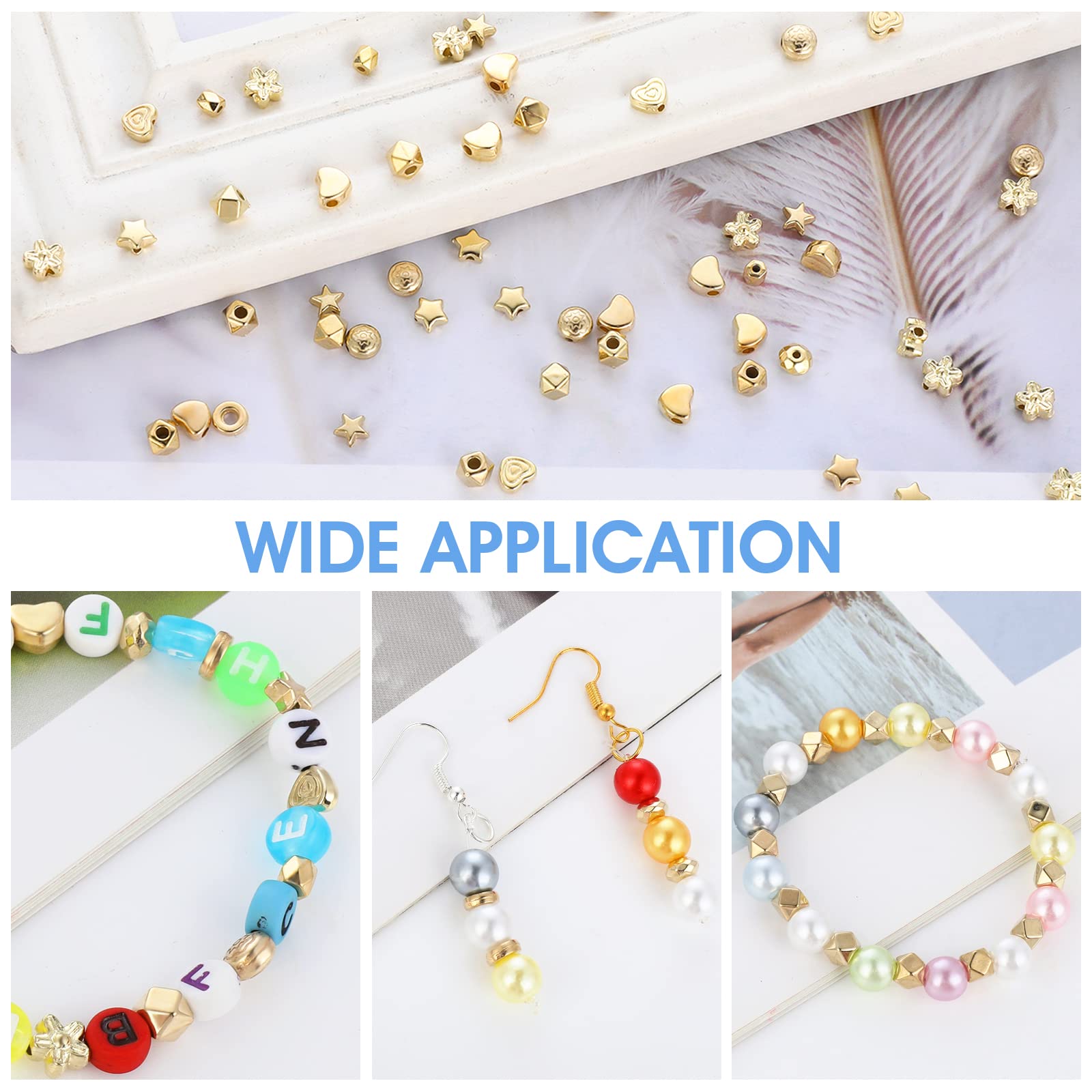 Lot De 500 Perles Dorées De 10 Styles Comprenant Des Perles En Forme D