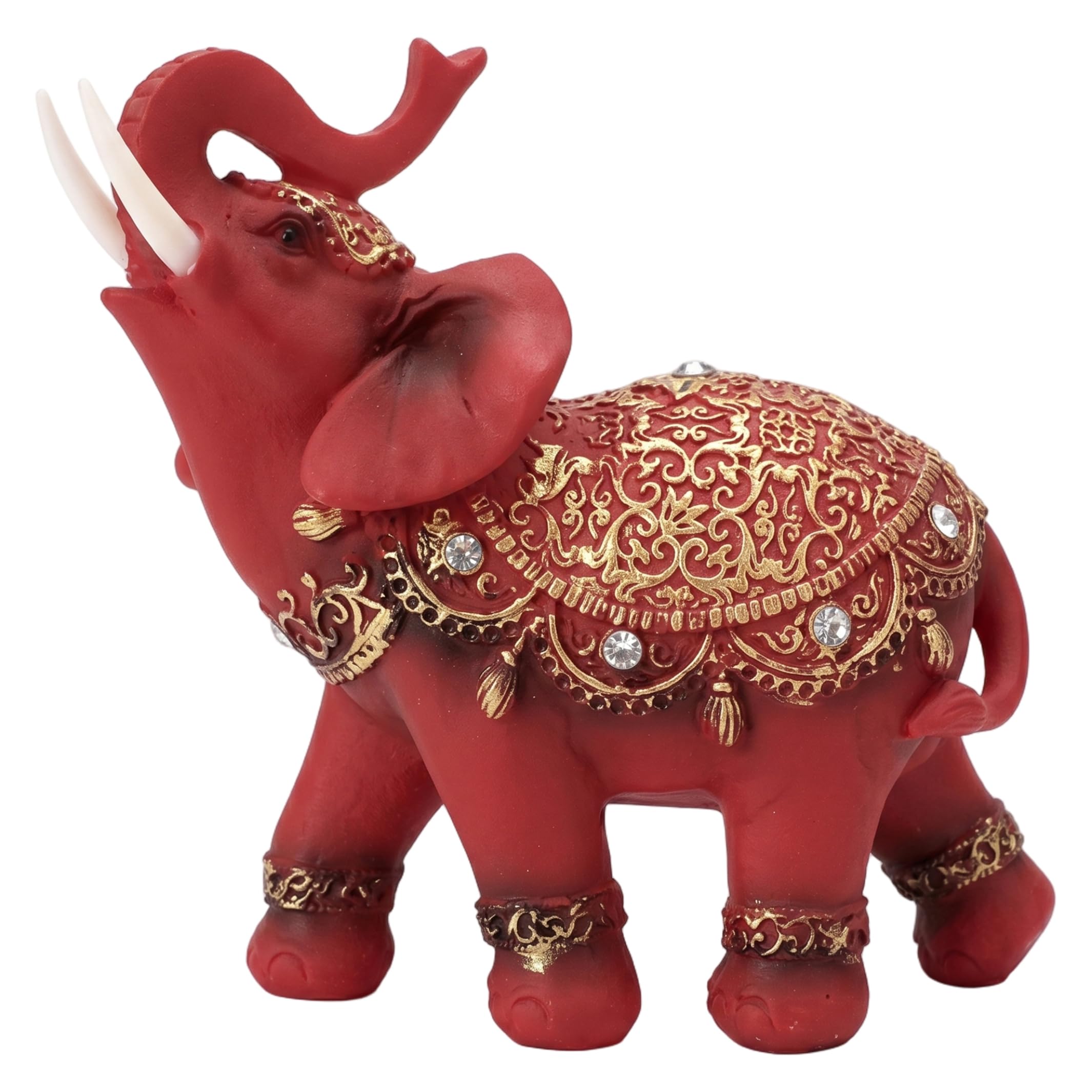 Tsawntd Statues, Elephant Statue, Handcrafted Gold Elephant Figurines, Retro Elegant Resin Statue For Home & Office Decor, Red