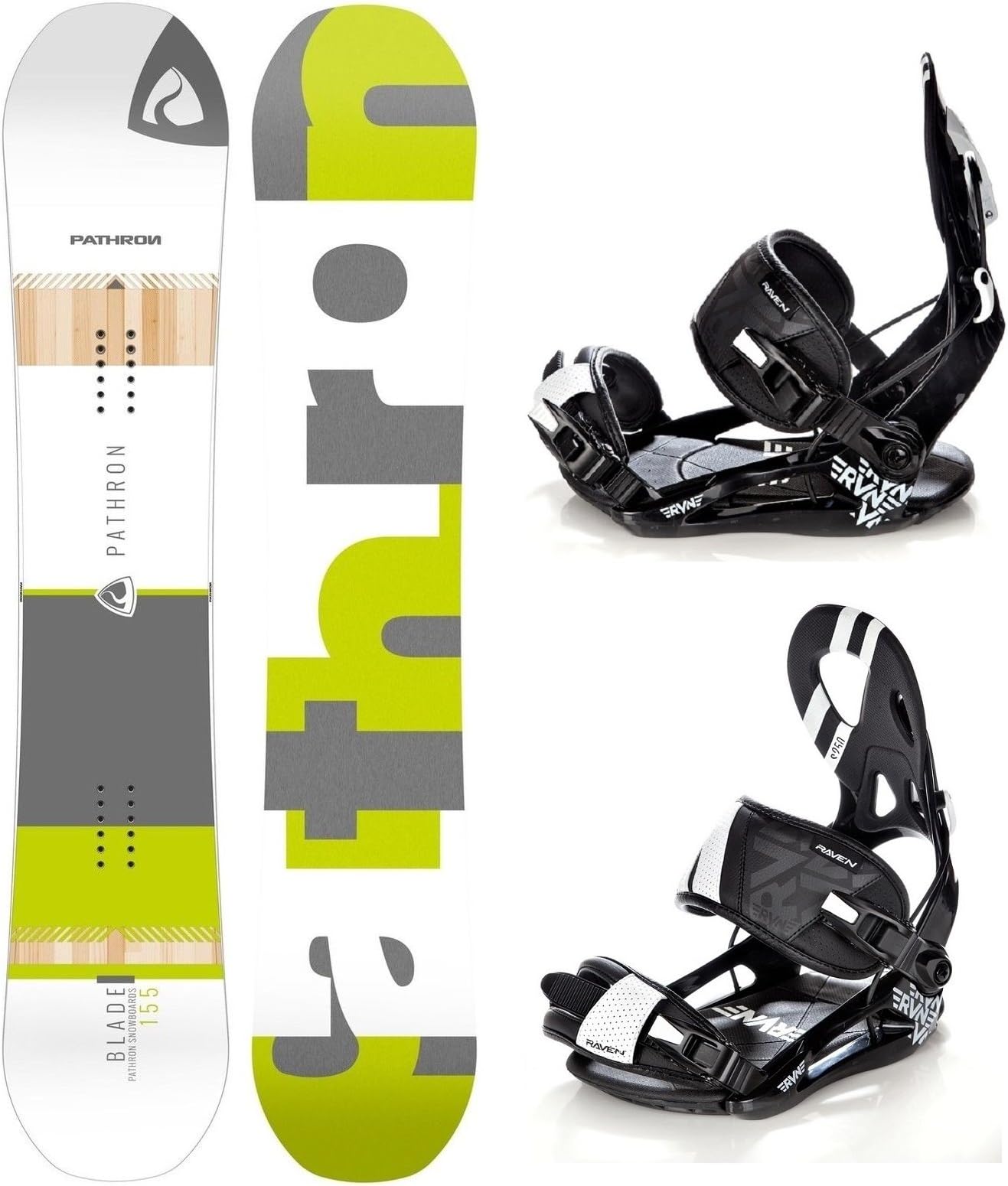 Pathron Snowboard Set: Snowboard Blade + Bindings Raven s250 Black XL
