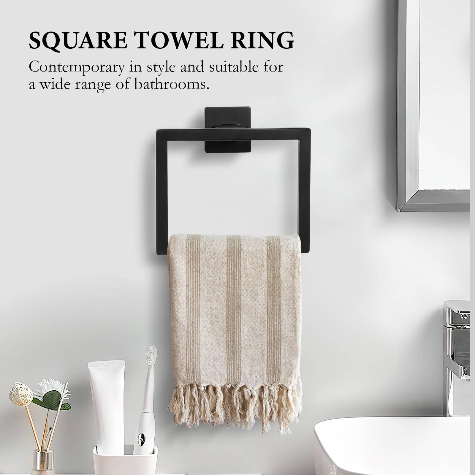 Badezimmer-Set Mattschwarz – 10-teilig Mit Handtuchstangen, Haken, Ringe & Toilettenpapierhalter