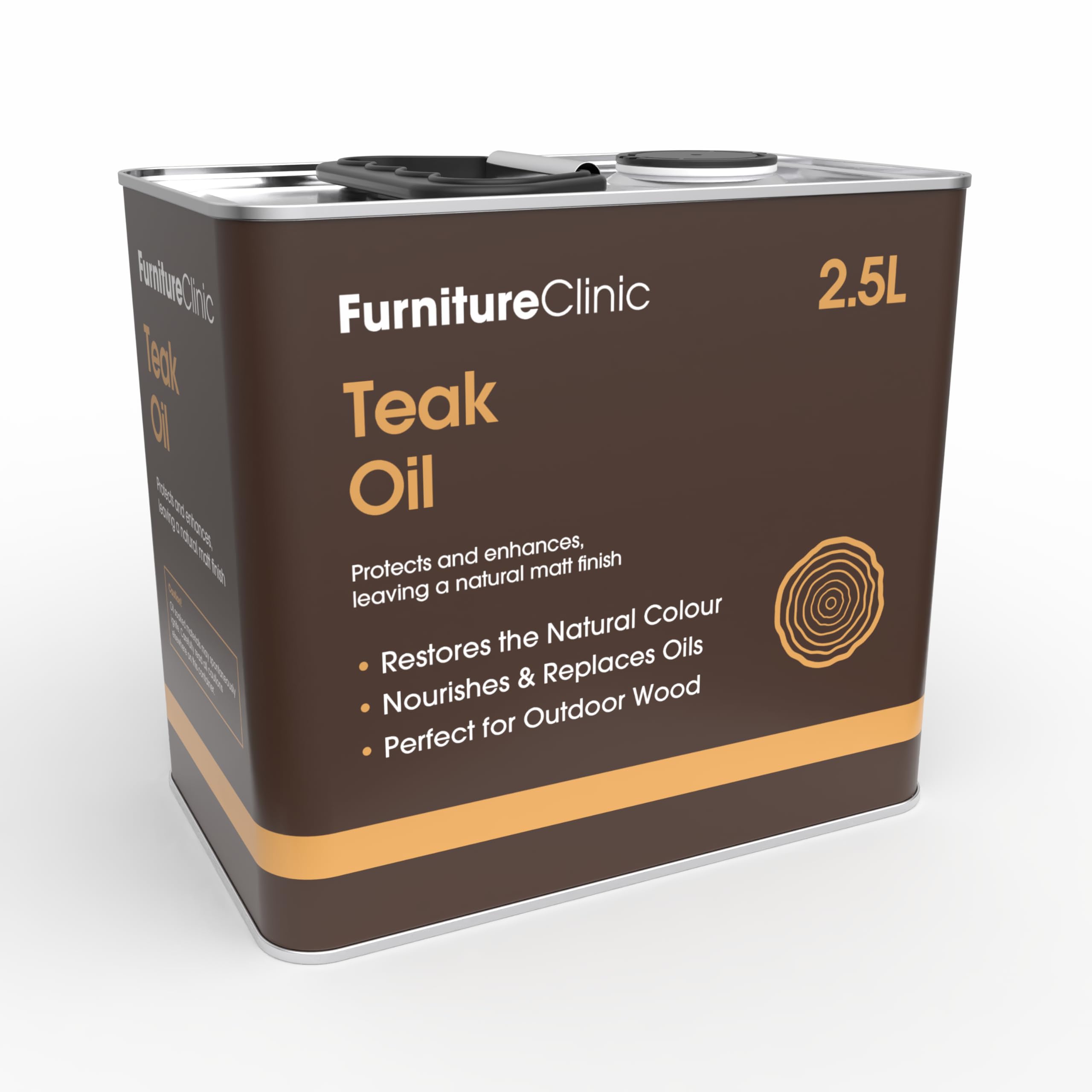 Furniture Clinic Olio per Teak - Olio per legno da esterni, protegge mobili da giardino - Ripristina il legno e previene l'essiccazione- Asciugatura rapida - Finitura opaca naturale - 2,5 L