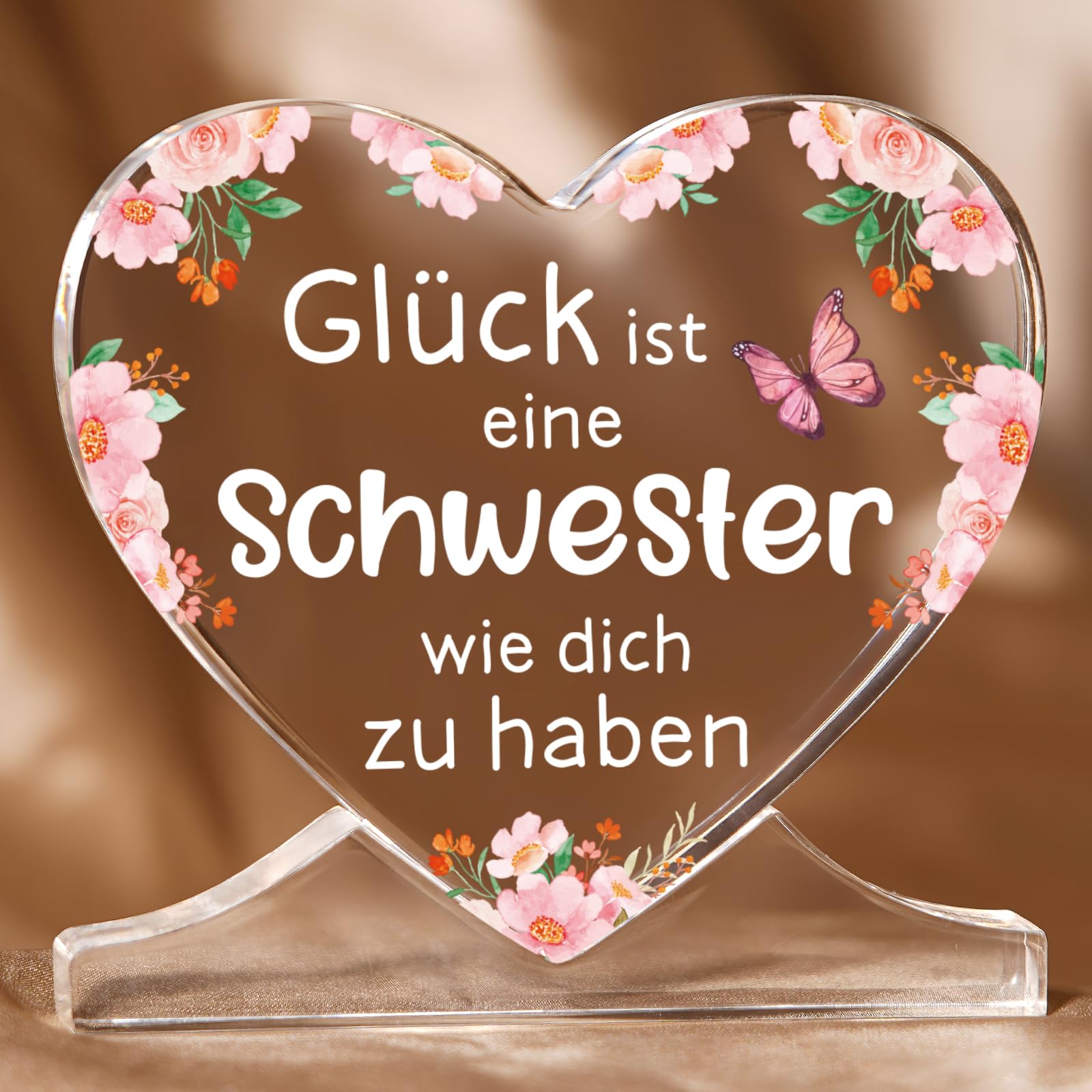 Kristall-Sonnenfänger 'To My Sister' – 37 Cm Herz Mit Gravur, Geschenk Für Schwester