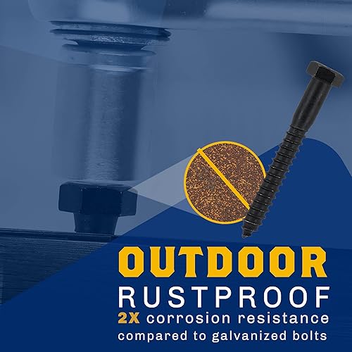 Miniatura 4 de 12" x 6", 25 piezas de pernos de retraso negros, BLAKOTE de cerámica a prueba de óxido de 4 capas, 2 veces protección de tornillos de retraso