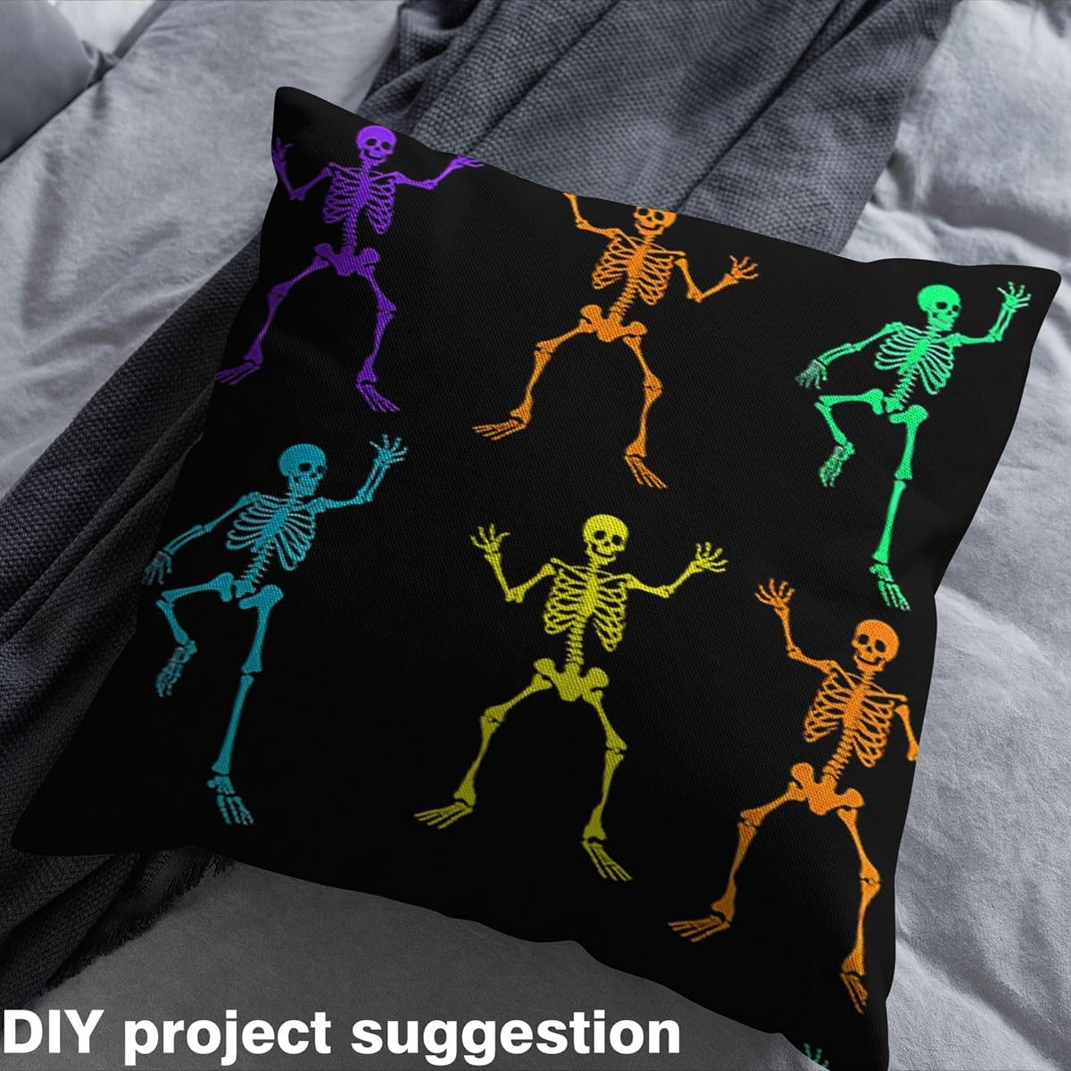 Erosebridal Skull Decorative Fabric by the Yard,Gothic Skeleton Bones Upholstery Fabric,Rainbow Sugar Skull Outdoor Fabric,Halloween Decor Art Fabric for Kids Boys Girls Teens Adult,3 Yards,Colorful