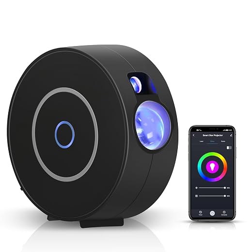 Galaxy Projector for Bedroom Ceiling, （Blue Star ）Decorative Lighting Projectors with Smart APP & Voice Control, Compatible with Alexa, HD Night Sky Light for Kids Room, Gaming & Home Decor, (black)
