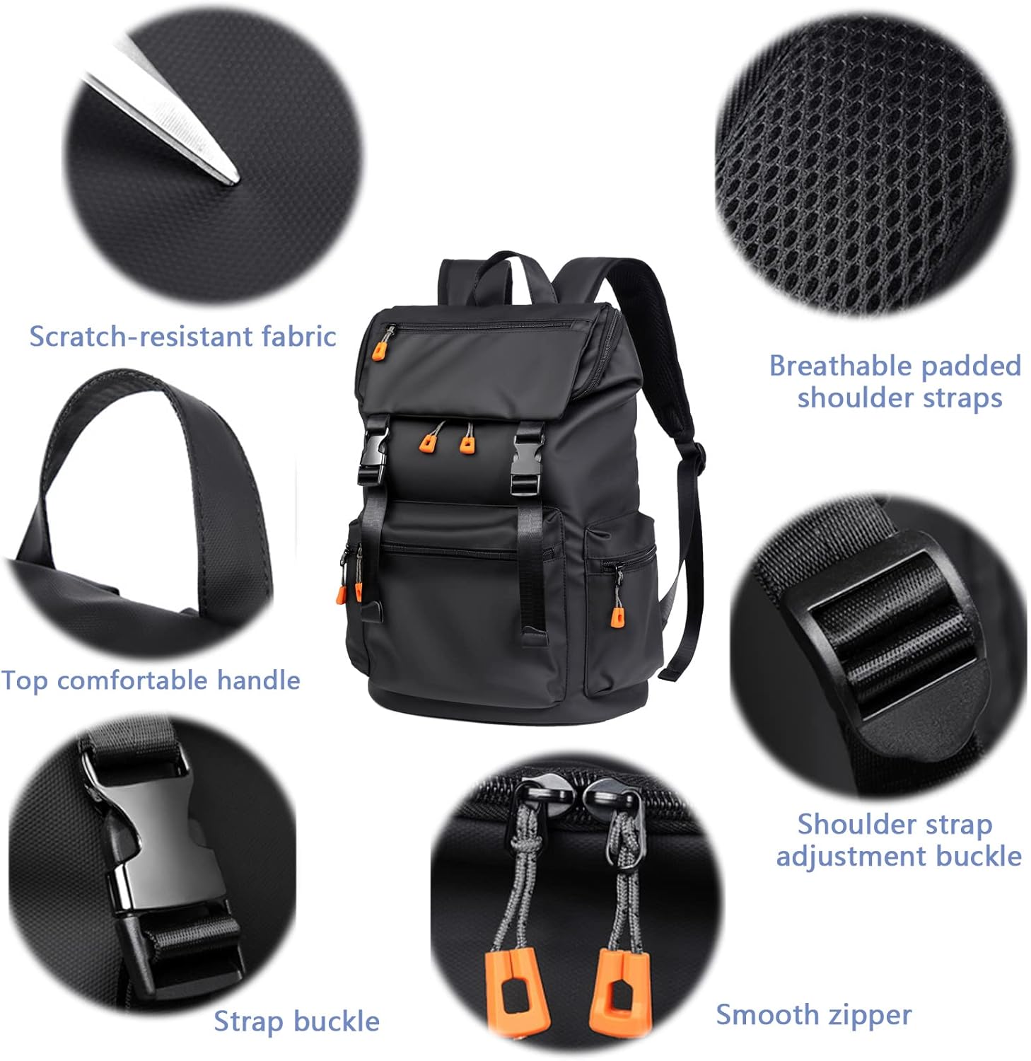 Men Business Backpack with Laptop Compartment Bookbag Fashion Casual Daypack Ideal for Working Commuting College (Upgrade - Black)