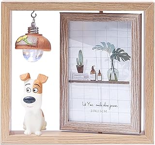 BULBASAUR Nordic 6 inch Rotating Picture Frame Double-Sided Display with Light and Doll Photo Frame 4x6 Photo Frame Set Photo Frame Gift Ideas for Kids Friends and Family