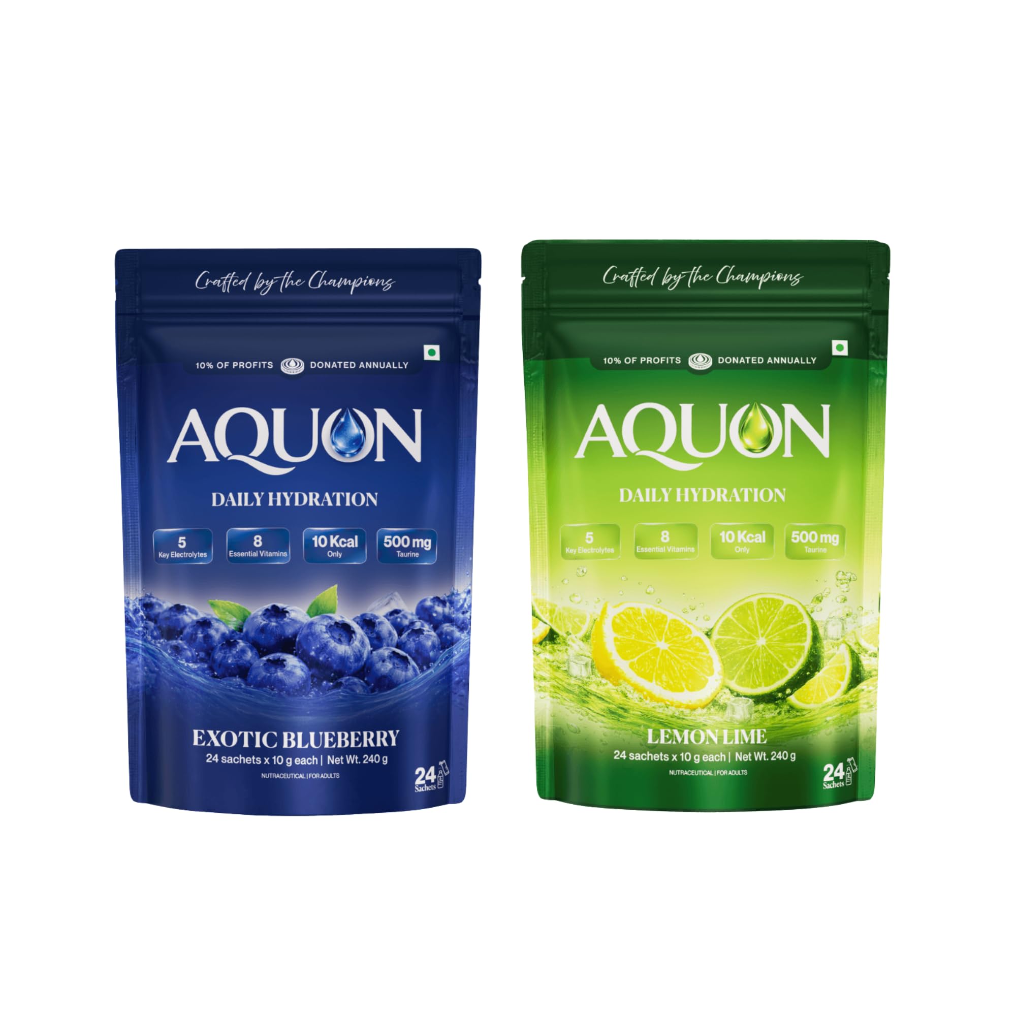 AQUON Electrolyte Drink Mix Combo, Exotic Blueberry & Lemon Lime | 2 Boxes of 24 x 10 g Sachets | 5 Key Electrolytes, 8 Essential Vitamins, 500 mg Taurine | 10 kcal | No Caffeine | Vegetarian-picture-29