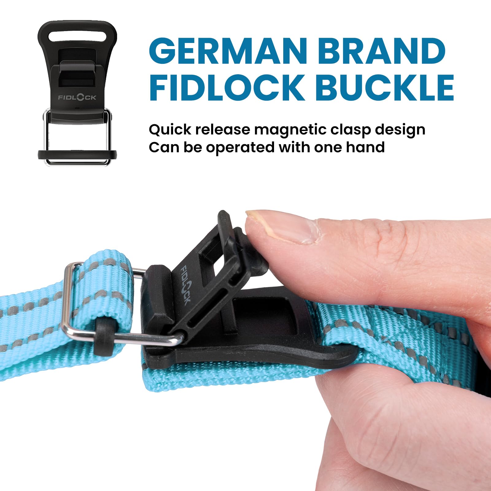 EXCELLENT ELITE SPANKER Secure Magnetic Clasp Dog Collar Nylon Adjustable Dog Collar with Reflective Stitchin for Small Medium Dogs Walking Training(LBLU) - Image 3