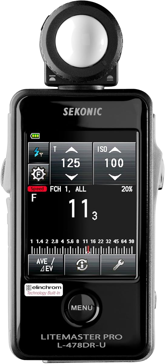 Sekonic LiteMaster Pro L-478DR-U-EL Light Meter for Elinchrom Skyport, Touchscreen Incident & Reflected Meter with Built-In EL Transmitter, Flash Analyzing & Cine Frame Rate Control