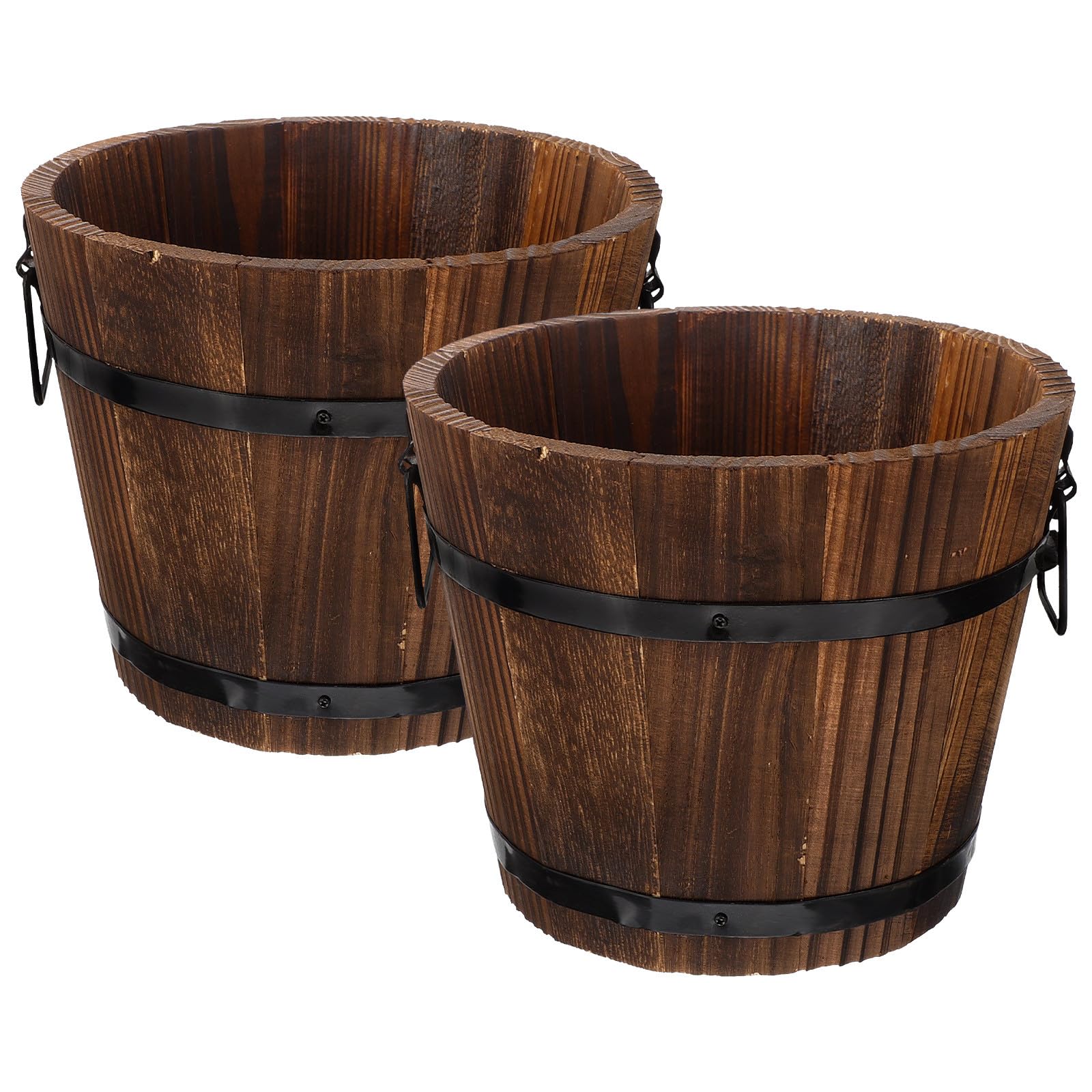 GALPADA 2 Stück Holzeimer Pflanzgefäß für Sukkulenten und Bonsai Vintage Blumentopf Gartendekoration für Garten und Hof