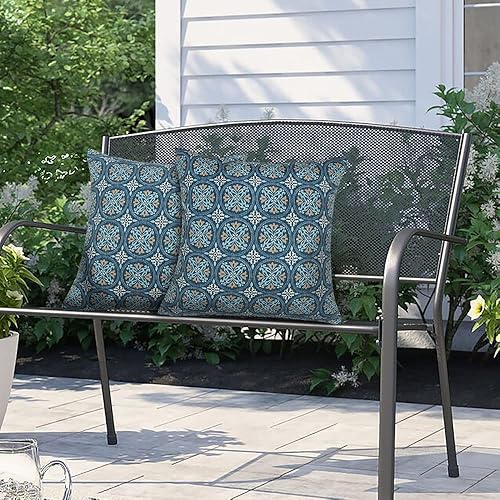 Miniatura 6 de Magpie Fabrics Paquete de 2 fundas de almohada impermeables para interiores y exteriores, de 18 x 18 pulgadas, fundas decorativas para jardín,