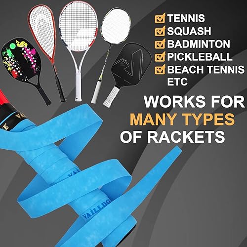 Miniatura 5 de Cinta de agarre para raqueta de tenis, cinta de agarre precortada de sensación seca que absorbe el sudor, agarre cómodo aterciopelado para raqueta