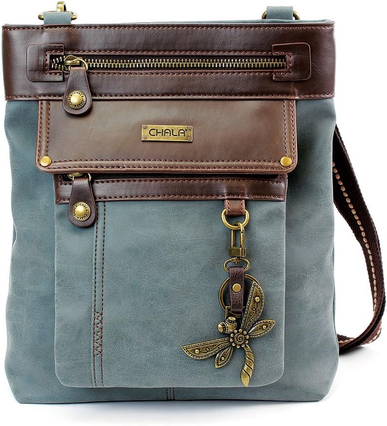 Chala GEMINI Crossbody PU Leather Messenger Bag Indigo - Blue Dragonfly