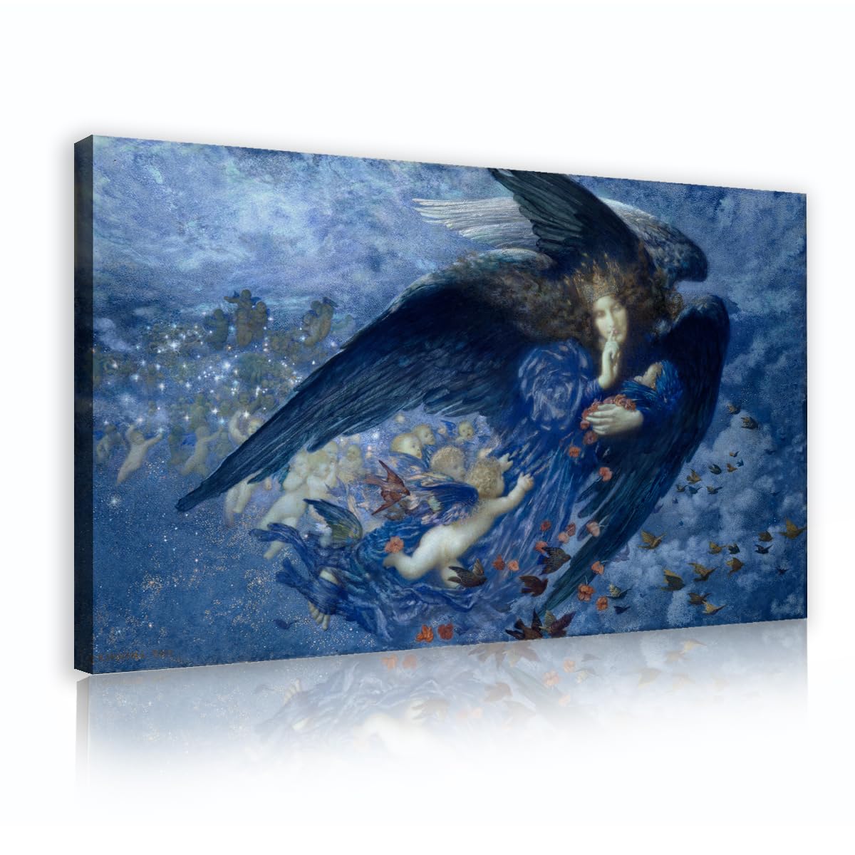 CHERHERART 'The Night with Her Train of Stars' płótno sztuka ścienna obraz kobiety i dzieci obraz na płótnie wydruki grafika do domu jadalni 50 x 90 cm