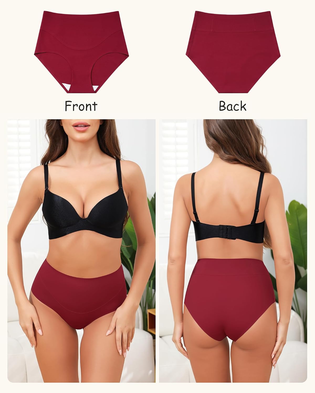 LEVAO Women Tummy Control Panties High Waist Seamless Underwear Full Coverage Brief No Show Postpartum Panties 4 Pack S-XXL - Image 2