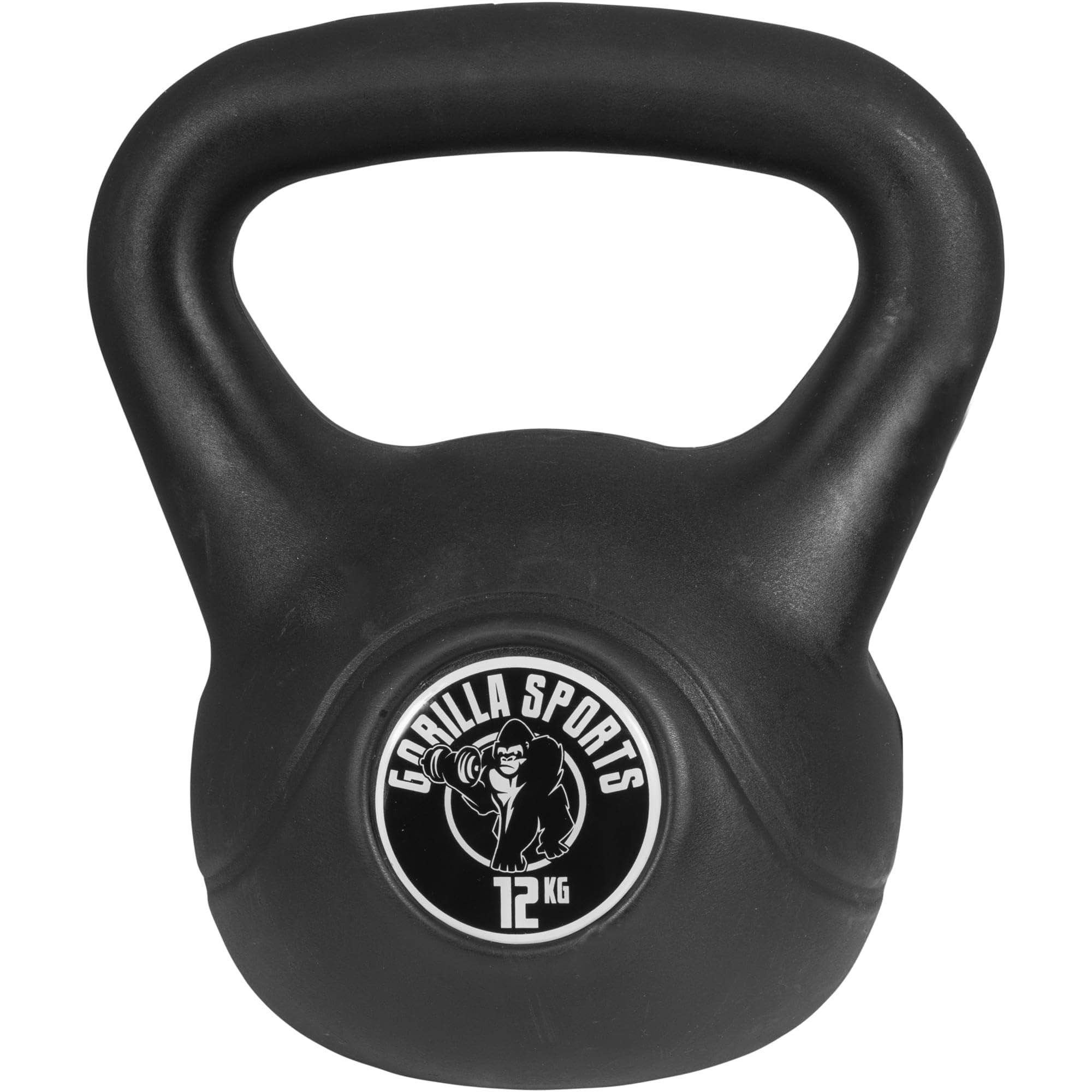 GORILLA SPORTS Kettlebell - Pesa rusa (2 kg, 3 kg, 4 kg, 5 kg, 6 kg, 8 kg, 10 kg, 12 kg, 14 kg, 16 kg, 18 kg, 20 kg, con/sin estante, de plástico, pesas rusas, peso esférico)