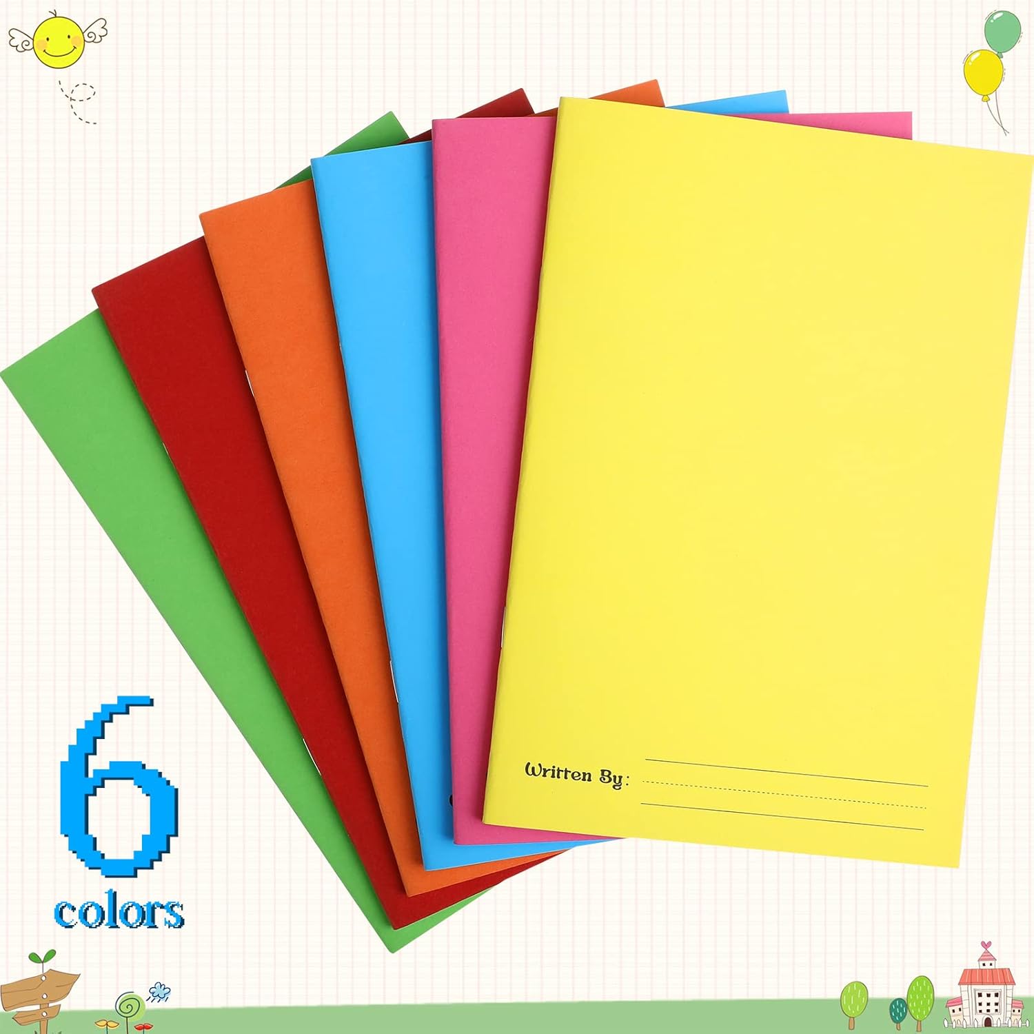 Geyee Blank Books for Kids to Write Stories Colorful Lined Blank Notebooks for Kids Blank Paperback Books for Journaling Sketching Writing Drawing Arts Crafts 5.5 x 8.3 Inch 24 Pages 6 Color(54 Pcs)