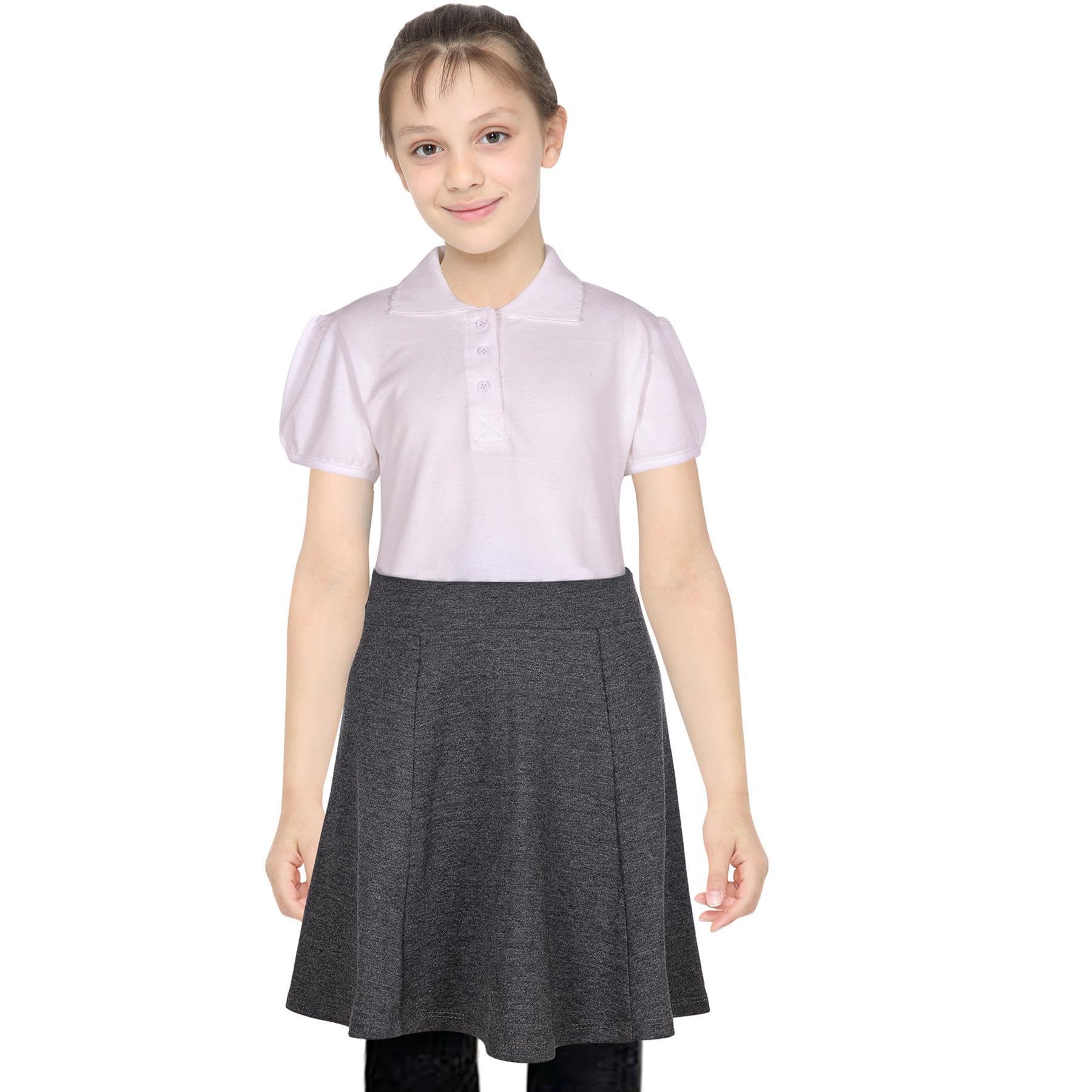 A2z 4 Kids Girls Grey Plain School Uniform Skater Skirts Knee Length - Uf Skirt 13-14